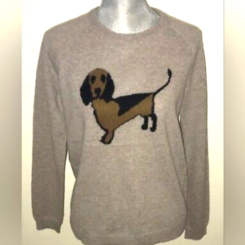 Philosophy Dachshund 100% Cashmere Sweater Crew Neck sz Med EUC